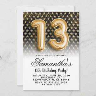 13th Birthday Star Invitation