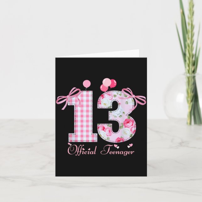 13th Birthday Teenager Coquette Bow 13 Year Old  Card (Front)