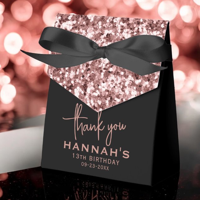 13th Birthday Thank You Rose Gold Glitter Script Favour Box (Creator Uploaded)