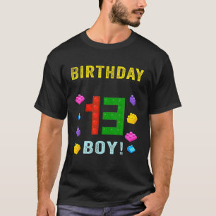 13Th Birthday Thirn 13 Years Old Block Building Bo T-Shirt