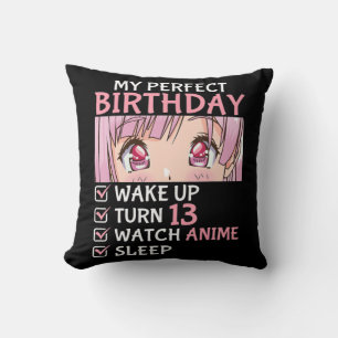 13th Birthday Watch Anime 13 Years Old Anime Teen Cushion