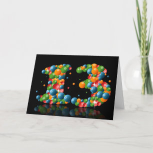 13th birthday with numbers formed from balls card