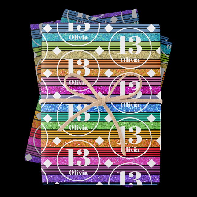 13th BirthdayCustom Name Age Wrapping Paper Sheets (Creator Uploaded)