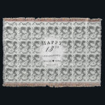 13th Black   White Lace Wedding Anniversary Throw Blanket<br><div class="desc">White lace on black background announces the celebration of a happy 13 years together. A lace gift is traditional for this wedding anniversary milestone. The colours of black and white are romantic , as well as elegant and sophisticated. To further customise: the background colour of black may be changed to...</div>