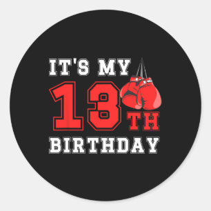 13th Boxing Birthday Party Thirteen Year Old Boxer Classic Round Sticker