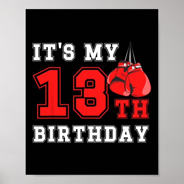 13th Boxing Birthday Party Thirteen Year Old Boxer Poster (Front)