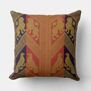 13th century heraldry print lions rampant and bird cushion
