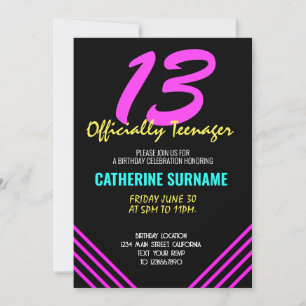 13th Officially Teenager Birthday Celebration Invitation