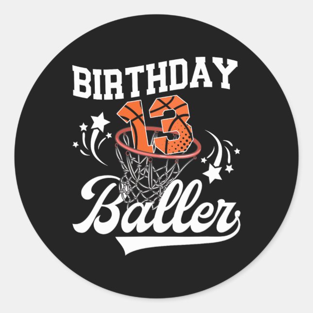 13th Sketll Birthday Thirteen Year Old Sketll Play Classic Round Sticker (Front)