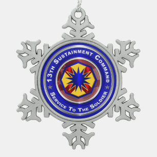 13th Sustainment Command Snowflake Pewter Christmas Ornament