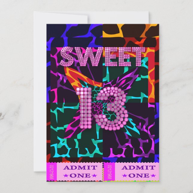 13th Sweet 13 Birthday Party Mixed Animal Print Invitation (Front)