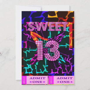 13th Sweet 13 Birthday Party Mixed Animal Print Invitation