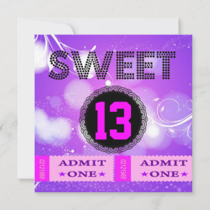 13th Sweet 13 Birthday Party Tickets Fun Invitation