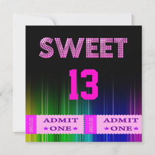 13th Sweet 13 Birthday Party Tickets Fun Invitation