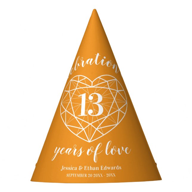 13th wedding anniversary citrine orange jewel party hat (Front)