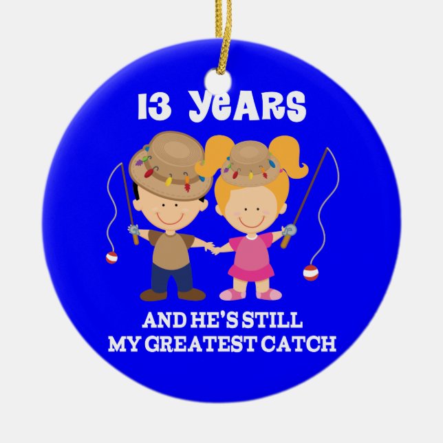 13th Wedding Anniversary Funny Gift For Her Ceramic Ornament (Front)