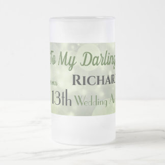 13th Wedding Anniversary Husband   Frosted Glass Beer Mug