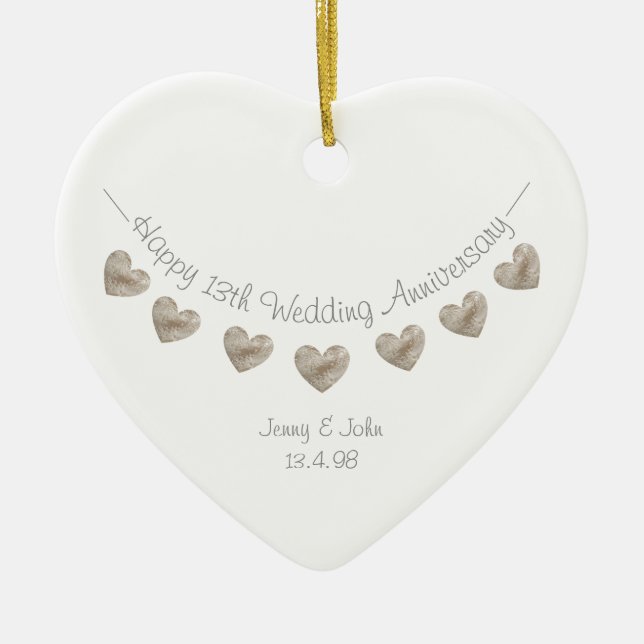 13th Wedding Anniversary lace bunting ornament (Front)