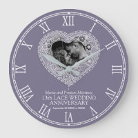  13th wedding anniversary lace heart grey