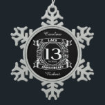 13TH wedding anniversary lace Snowflake Pewter Christmas Ornament<br><div class="desc">Your 13th wedding anniversary has the traditional gift is lace. This crest style design is a romantic design for couples celebrating 13 years of marriage. If you would like any help customising this design please contact me,  their is an ask this designer button,  just below this text.</div>