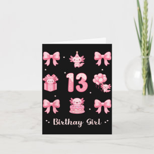 13th year old birthday girl pink coquette bow card