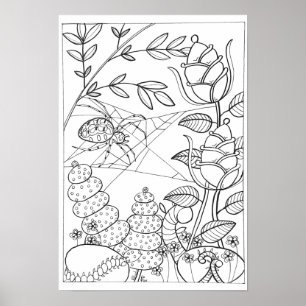 13x19 colouring poster with spider