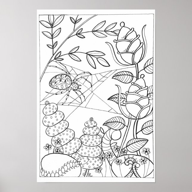 13x19 colouring poster with spider (Front)