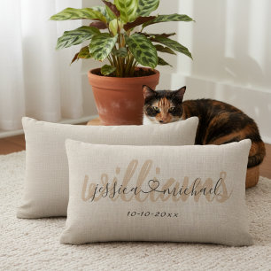 13x21 Rustic Personalised Wedding Lumbar Pillow