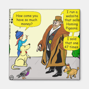 1400 Rich Man with Homing Pigeons Cartoons Magnet