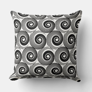 140216 Spirals - Black on White Cushion
