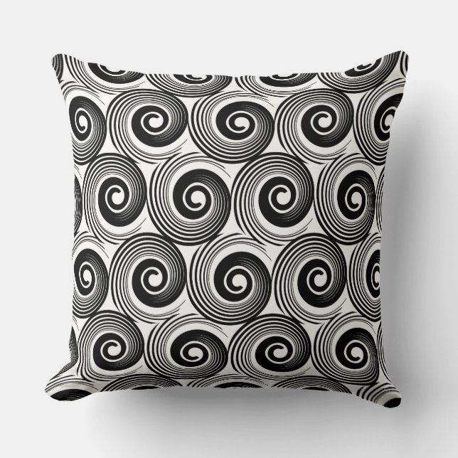 140216 Spirals - Black on White Cushion (Front)