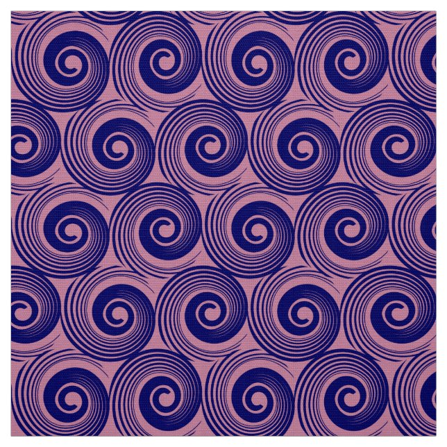140216 Spirals - Deep Navy on Cashmere Rose Fabric (Swatch)