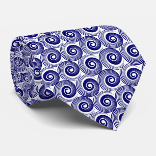 140216 Spirals - Deep Navy on White Tie
