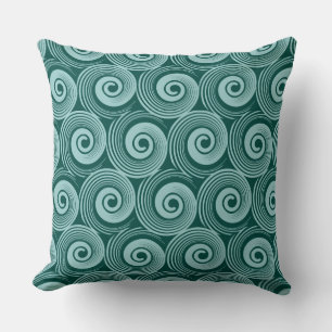 140216 Spirals - Lt Blue Green on Dk Green 004840 Cushion