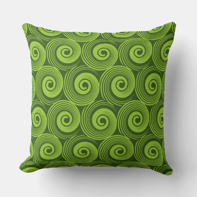 140216 Spirals - Martian Green on Dk Green 325513 Cushion (Front)