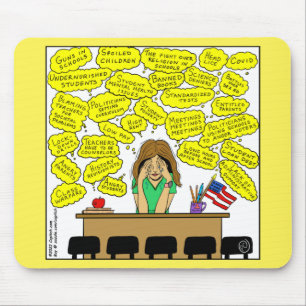 1409 Teacher Stress And Worry Cartoon Mouse Pad