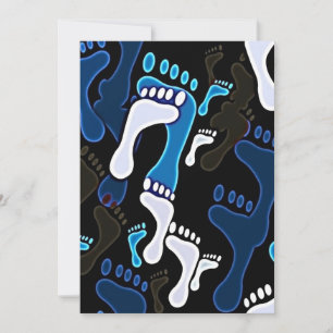 140 GROOVY BLUE BLACK WHITE FOOTSTEPS PATTERN BACK