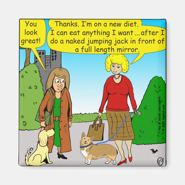 1411 Jumping Jack Diet Cartoon Magnet (Front)