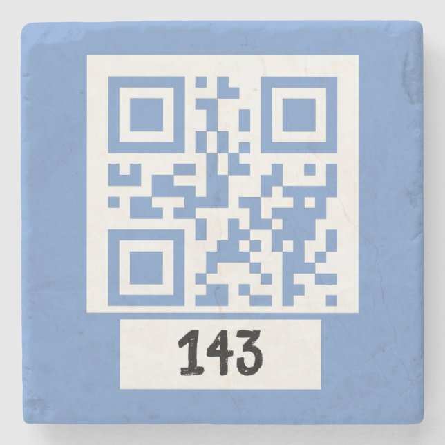 143 secret QR code message, decode it, say it. LB Stone Coaster (Front)