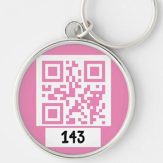 143 secret QR code message, decode it, say it. PNK Key Ring (Front)