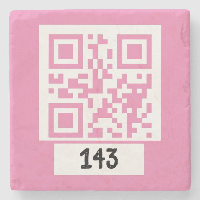 143 secret QR code message, decode it, say it. PNK Stone Coaster (Front)