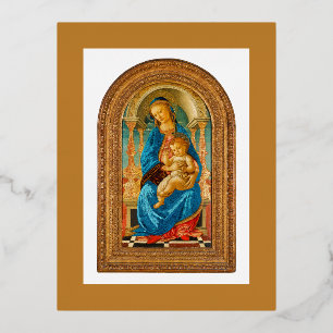 1470 Botticelli Madonna and Child Enthroned  Foil Invitation Postcard