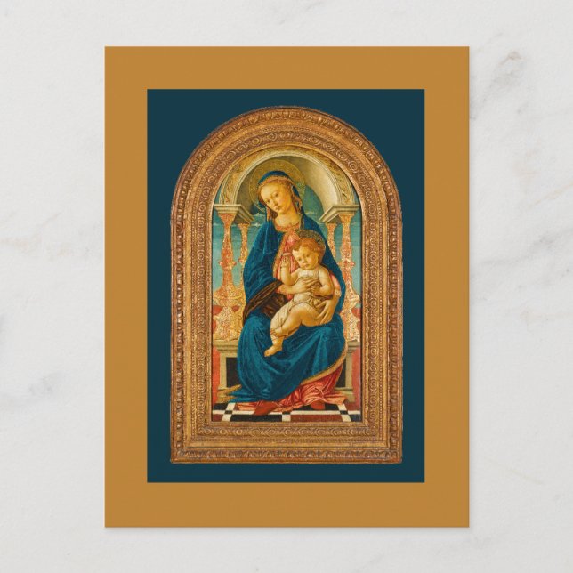 1470 Botticelli Madonna and Child Enthroned  Holiday Postcard (Front)