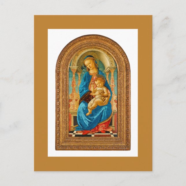 1470 Botticelli Madonna and Child Enthroned  Holiday Postcard (Front)