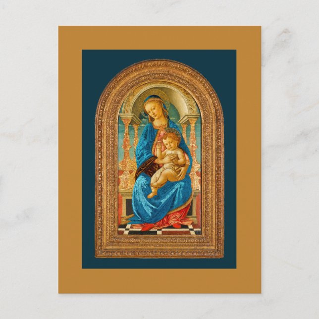 1470 Botticelli Madonna and Child Enthroned  Holiday Postcard (Front)