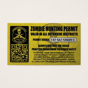 147th Zombie Task Force Hunting Permits