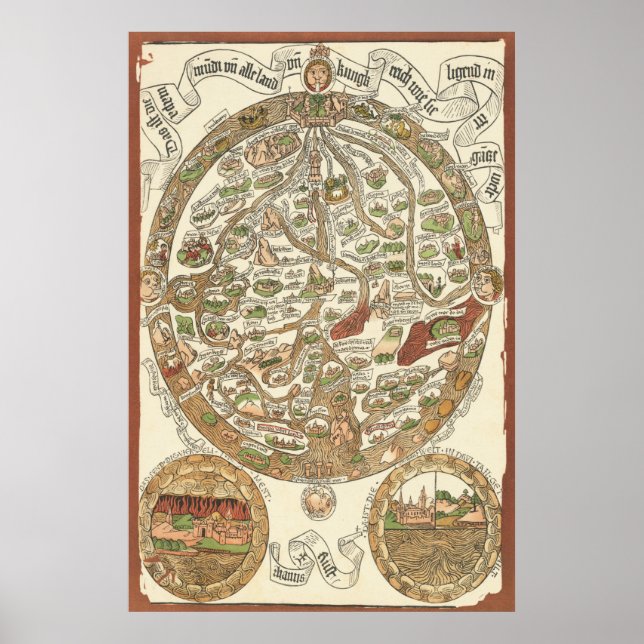1480 Woodcut World Map Poster (Front)