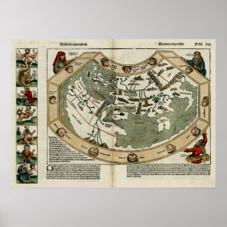 1493 World Map Poster