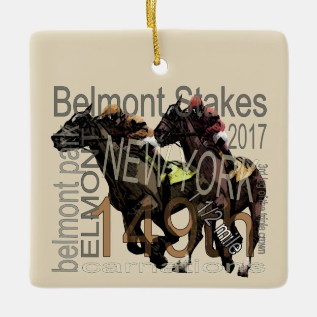 149th Belmont Stakes Thoroughbred Horse Racing Ceramic Tree Decoration (Front)