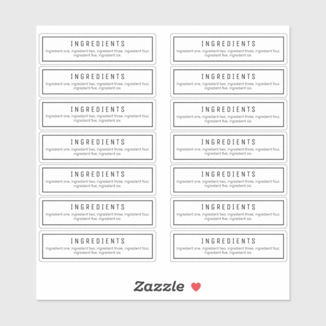 14 Clear Ingredient Labels 2.9 X 1.15 Inches (Sheet)